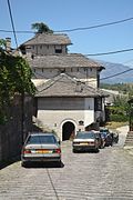 Mercedes along Enver Hoxha's House