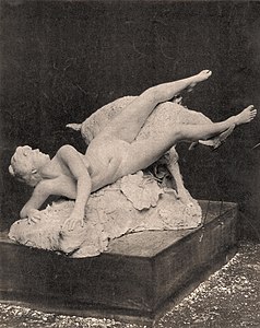 Satyre et bacchante (Salon de 1892), groupe en plâtre, œuvre disparue en 1910.