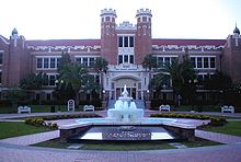 It is traditional for students to be dunked in the Westcott fountain on special occasions FSUWestcottBuilding-2.jpg