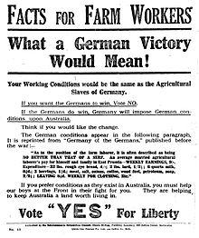 "Facts for Farm Workers", a campaign poster for the "Yes" vote. Facts for Farm Workers (1917 Plebiscite).jpg