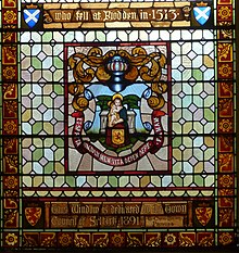 Stained-glass window commemorating the Battle of Flodden Flodden window detail, Town Hall - geograph.org.uk - 3543477.jpg