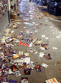 Thousands of flyers litter the streets in South Beach, Miami. Scenes like these are not uncommon in cities known for their nightlife