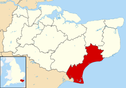 Folkestone and Hythe shown within Kent