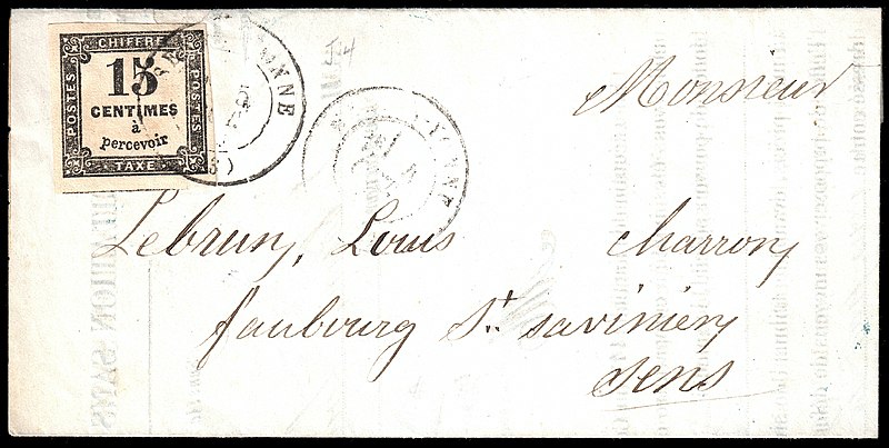 File:France 1869-10 letter with 15c postage due stamp ScJ4.jpg