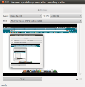 Freeseer 2.5.3 выполняет тестовый скринкаст в Ubuntu