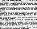 Avis aux navigateurs concernant un périmètre temporaire d'exclusion maritime en raison de tirs depuis le Polygone de Gâvres (journal L'Ouest-Éclair du 1er juin 1921).