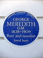 George Meredith O. M. 1828-1909 Penyair dan novelis hidup here.JPG