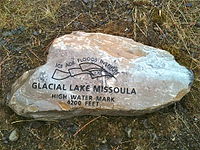 Glacial Lake Missoula high-water mark, 4200 ft. Glacial lake missoula high water mark rock 4200 ft.jpg