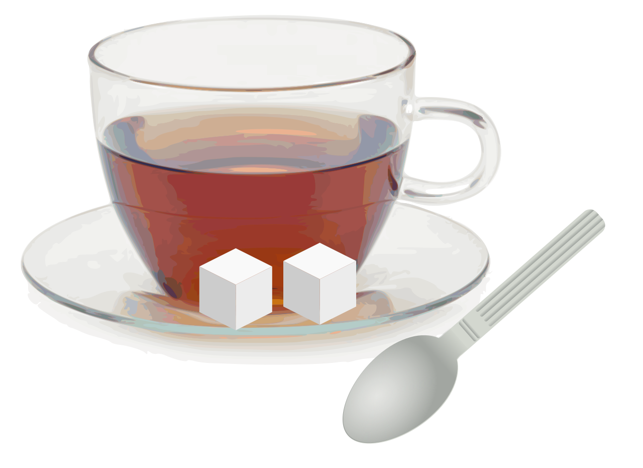 Download File:Glass cup with saucer spoon and sugar cubes.svg ...