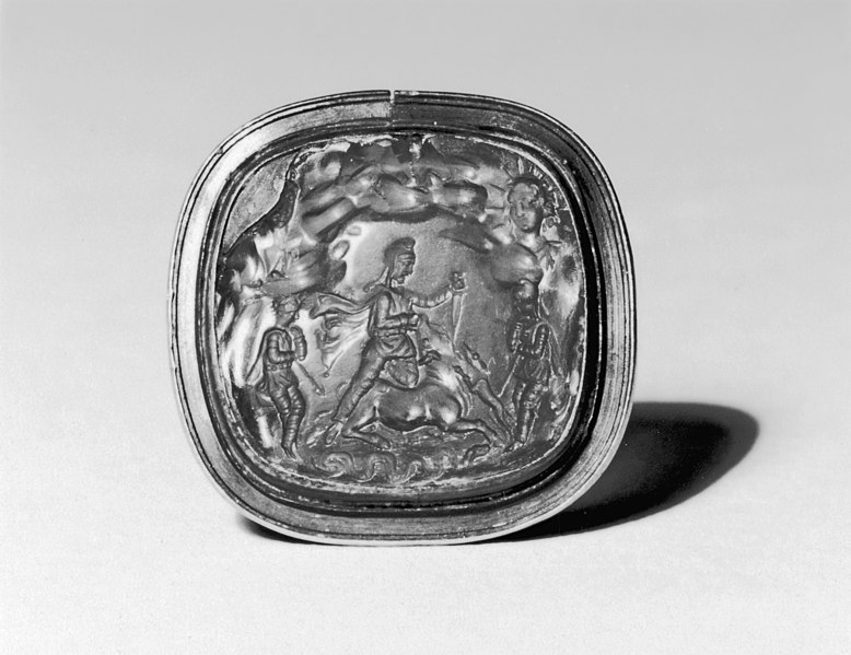 File:Greek - Intaglio of a Mithraic Sacrifice - Walters 421342.jpg