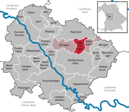 Läget för Höttingen i Landkreis Weißenburg-Gunzenhausen