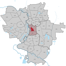 Plassering av distriktet HStadtteil farbig.svg i Halle (Saale) (klikkbart kart)