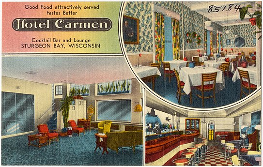Interior of the Hotel Carmen, printed between c.1930–c.1945