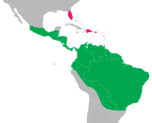Iguana iguana distribution map (native & introduced).png