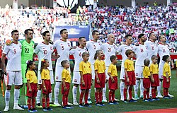 The Poland national team line-up before the third and final group game against Japan on 28 June 2018. Poland won the game 1-0. JAP-POL (16).jpg
