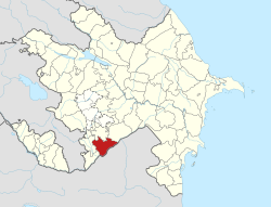 Mapa do Azerbaijão mostrando o distrito de Jabrayil