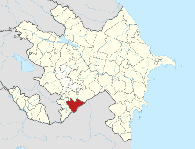 Map of Azerbaijan showing Cabrayil District