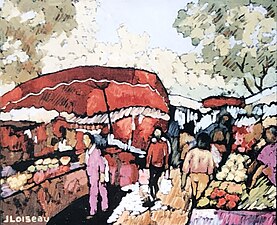 Marché en Provence (1995). (54 × 65 cm)