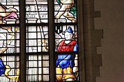 English: Detail of the stained-glass window number 29 in the Sint Janskerk at Gouda, Netherlands: "King David and the Christian Knight"