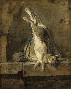 Lapin mort et Attirail de chasse, par Jean Siméon Chardin.