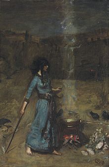 A study for the painting, c. 1886, in a private collection John William Waterhouse - The Magic Circle (study).jpg