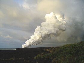 Volcanic plume visible from the Kalapana area, 2008