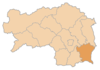 Lage des Bezirkes Südoststeiermark innerhalb der Steiermark