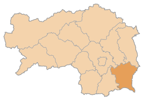 Karta Štajerske sa pozicijom Okruga Südoststeiermark