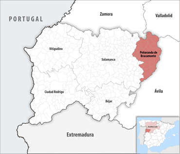 Die Lage des Gerichtsbezirk Peñaranda de Bracamonte in der Provinz Salamanca