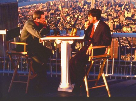 In 1995, Anand faced Garry Kasparov for the world championship in a match held at the World Trade Center.