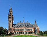 The Peace Palace in the Hague, opened in 1913 La haye palais paix jardin face.JPG