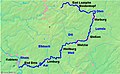Verlauf der Lahn in Hessen und Rheinland-Pfalz