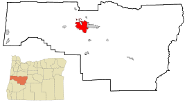 Poloha mesta v štáte Oregon a v Lane county