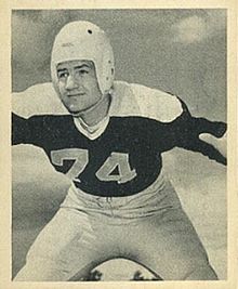 Larry Olsonoski was the Packers' sixth-round selection in the 1948 draft. Larry Olsonoski 1948 Bowman.jpg