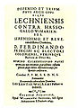 Titelblatt des Buches Defensio et Triumphus Lechniensis