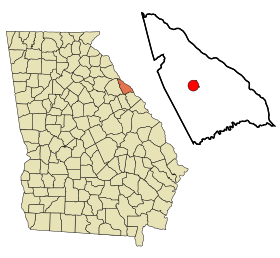 Lincoln County Georgia Incorporated and Unincorporated areas Lincolnton Highlighted.svg