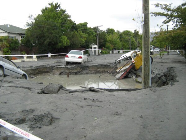 The result of land damage caused by ground liquefaction