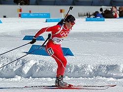 Fotografi av kvinne på ski, Liv Grete Skjelbreid