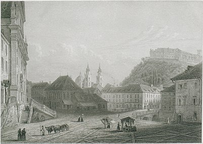 כיכר פרשרן כפי שנראתה ב-1856