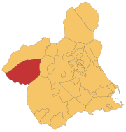 Localização de Caravaca de la Cruz na Região de Múrcia