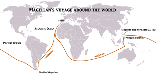  マゼラン艦隊の航路 Wikipediaより