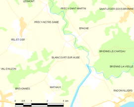 Mapa obce Blaincourt-sur-Aube