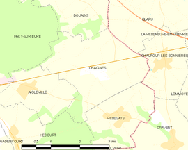 Mapa obce Chaignes