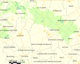 Mapa obce Saint-Léonard-en-Beauce