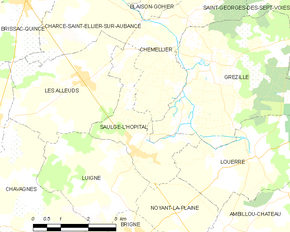 Poziția localității Saulgé-l'Hôpital