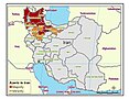 Map of Azeris based on HAFEZNIA M.R.,GHASRI M.,AHMADI HAMID,HOSSEINI H RACIAL AND ORGANIZING .ATMOSPHERE POLITICAL: CASE STUDY: WEST AND NORTH- WEST OF IRAN [1]