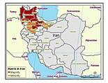 Azeri Turk area in the Iran (2005), based on RACIAL AND ORGANIZING .ATMOSPHERE POLITICAL: CASE STUDY: WEST AND NORTH- WEST OF IRAN HAFEZNIA M.R.,GHASRI M.,AHMADI HAMID,HOSSEINI H [1]