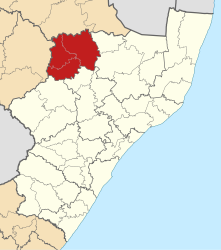 Mapa KwaZulu-Natal z zaznaczonym Amajuba (2016) .svg