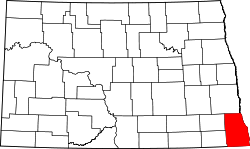 map of North Dakota highlighting Richland County