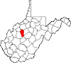 Map of West Virginia highlighting Calhoun County.svg
